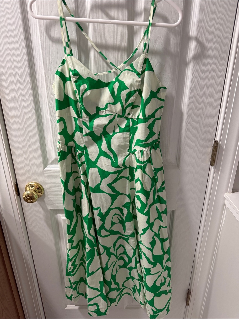 a new day Green and White Abstract Print Midi Dress